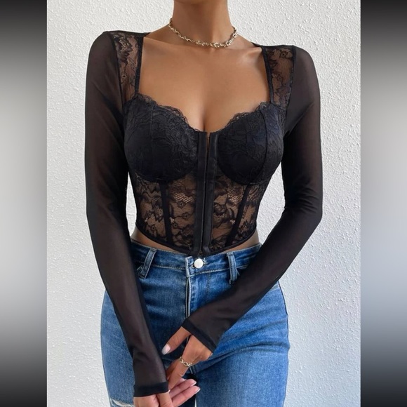 Hold Me Near Lace Backless Bustier Corset Crop Top - 3 Colors main image 0